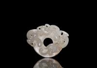 Ming Or Earlier-A White Jade Carved ‘Two Chilung’ Disc