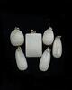 A Group of 6 Fine White Jade Carved ‘Flowers’ Pendants