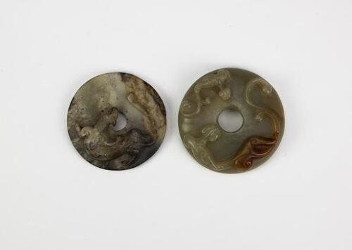 Qing and Earlier-A White Jade Carved ‘Chilung’ Disc