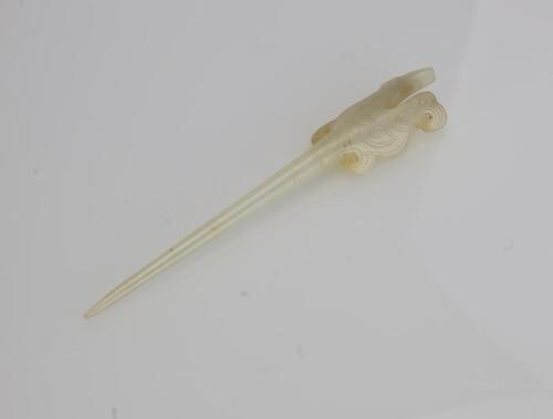 Han-A White Jade Carved Phoenix Hair Pin