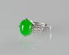 A Stunning vivid apple green Jadeite Jade diamond ring - 2