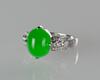 A Stunning vivid apple green Jadeite Jade diamond ring - 3