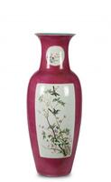 Republic-A Pink Famille-Glazed Flowers Vase with Woodstand (Ju Ren Tang Zhi) Mark