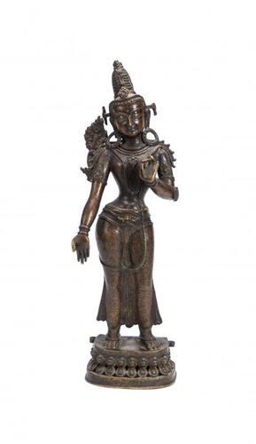 Nepal-A Bronze Figure Of Bodhisttva