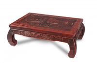 Qing-A Cinnabar Lacquer Carved Figure And Poem Kang Table