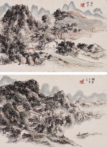 Huang Bin Hong(1865-1955)Two Painting Album
