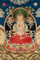 A Silk Embroidered Figure Of Maitreya