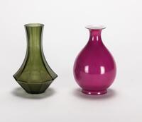 A Rose Pink Vase And Glass Vase