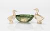 Han-A Pair Two Ceramic Duck And A Green Glazed Cup