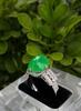 A Stunning vivid apple green Jadeite Jade diamond ring - 9