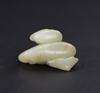 Qing - A White Jade Carved Two Mandarin Duck - 5