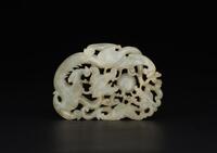 Qing - A White Jade Carved Cicada BeltBuckle