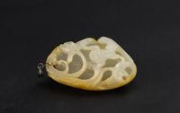 Qing - A Russet White Jade Carved Frog And Lotus