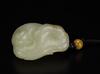 Qing-A White Jade Carved Lotus Koi Pendant - 3