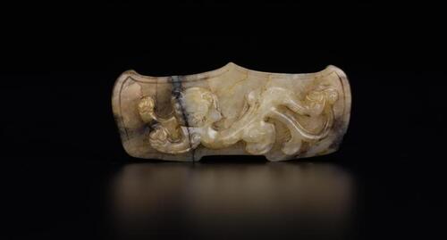 Qing Or Earlier - A Yellowish Jade Carved Chilung Sword Guard