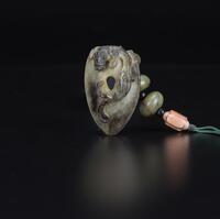Antique - A Black White Jade Carved Chilung Pendent