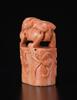 Qing- A Coral Carved Lion Seal - 7