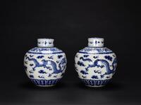 Late Qing-A Pair Of Blue And White