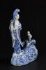 Qing-A Blue and White‘Guanyin’ Statue (Wood Stand) - 2