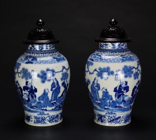 Qing-A Pair Of Blue And White