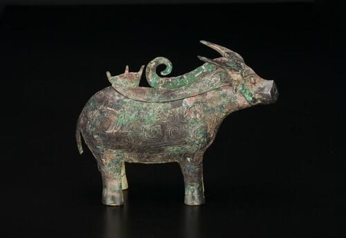 Zhou - A Bronze Cow Ritual Wine Vessel