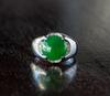 A Fine Intense Green Jadeite Diamond Gentleman Ring - 3