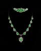 A Set Of Jadeite Braclets And Necklace Mounted With 18K White Gold