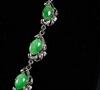 A Set Of Jadeite Braclets And Necklace Mounted With 18K White Gold - 2