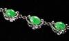 A Set Of Jadeite Braclets And Necklace Mounted With 18K White Gold - 4
