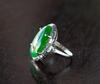 A Translucent Green Jadeite Ring Mount with Diamond And White Gold - 4