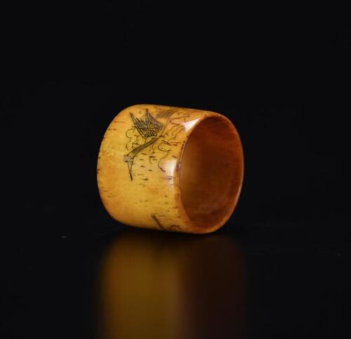 Qing-A Bone Carved‘ Flying Cran’Archars Ring