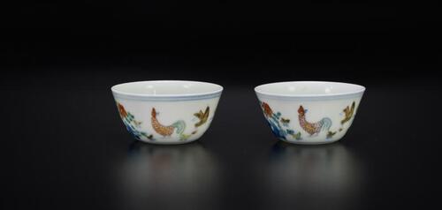 A Pair Of Doucai‘Chicken’Cup,