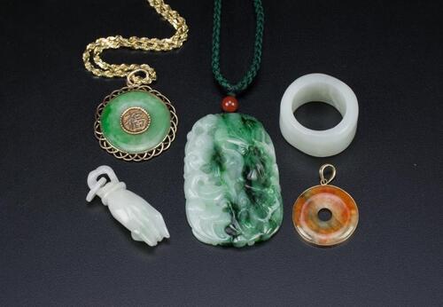 A Group Of Five Piece Jadeite