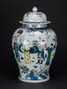 Qing-A Wu Cai Figures Ginger Jar and Cover - 2