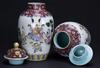 Qing-A Pair Of Carmine Ground And Famille-Rose Vases - 2