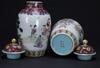 Qing-A Pair Of Carmine Ground And Famille-Rose Vases - 5