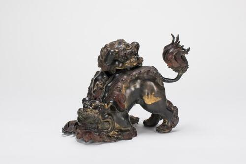 Late Qing/Republic-A Gilt -Bronze Two Lions Stues