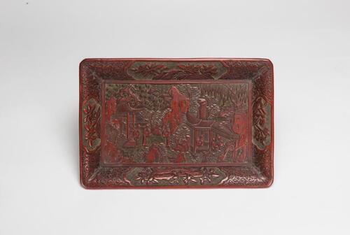 Qing-A Cinnabar Lacquer ‘Figure’ Rectangular Tray