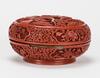 Qing-A Red Cinnabar Carved ‘Guan Yu in Battle’ Circlar Cover Box - 3