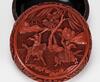 Qing-A Red Cinnabar Carved ‘Guan Yu in Battle’ Circlar Cover Box - 4