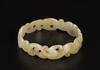 Qing-A White Jade Carved Double Dragon Chase Pearl Arm Bangle - 2