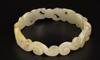 Qing-A White Jade Carved Double Dragon Chase Pearl Arm Bangle - 6