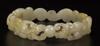 Qing-A White Jade Carved Double Dragon Chase Pearl Arm Bangle - 8