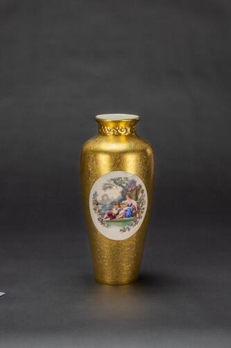 A Gilt Glazed Enamel_ Figure_ Porcelain Vase