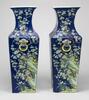 Early 20th Century-A Pair Of Large Blue Ground Double Beast Handle Vase - 4