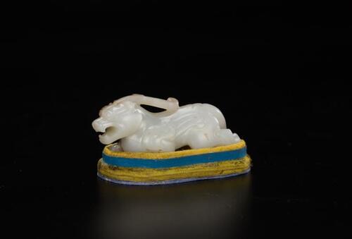 Qing-A White Jade Carved Beast Toggle