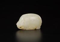 Qing-A Russet White Jade Carved Elephant Toggle