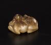 Qing -A Russet White Jade Carved Two Lions - 4