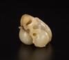 Ming-A Russet White Jade Carved Boy And Peaches - 2