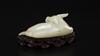 Late Qing-A White Jade Ox ,_Qianlong Nian Zhi _ Mark with Wood Stand - 4